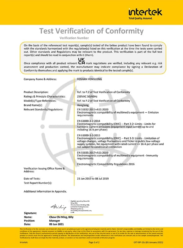 REACH Certificate
